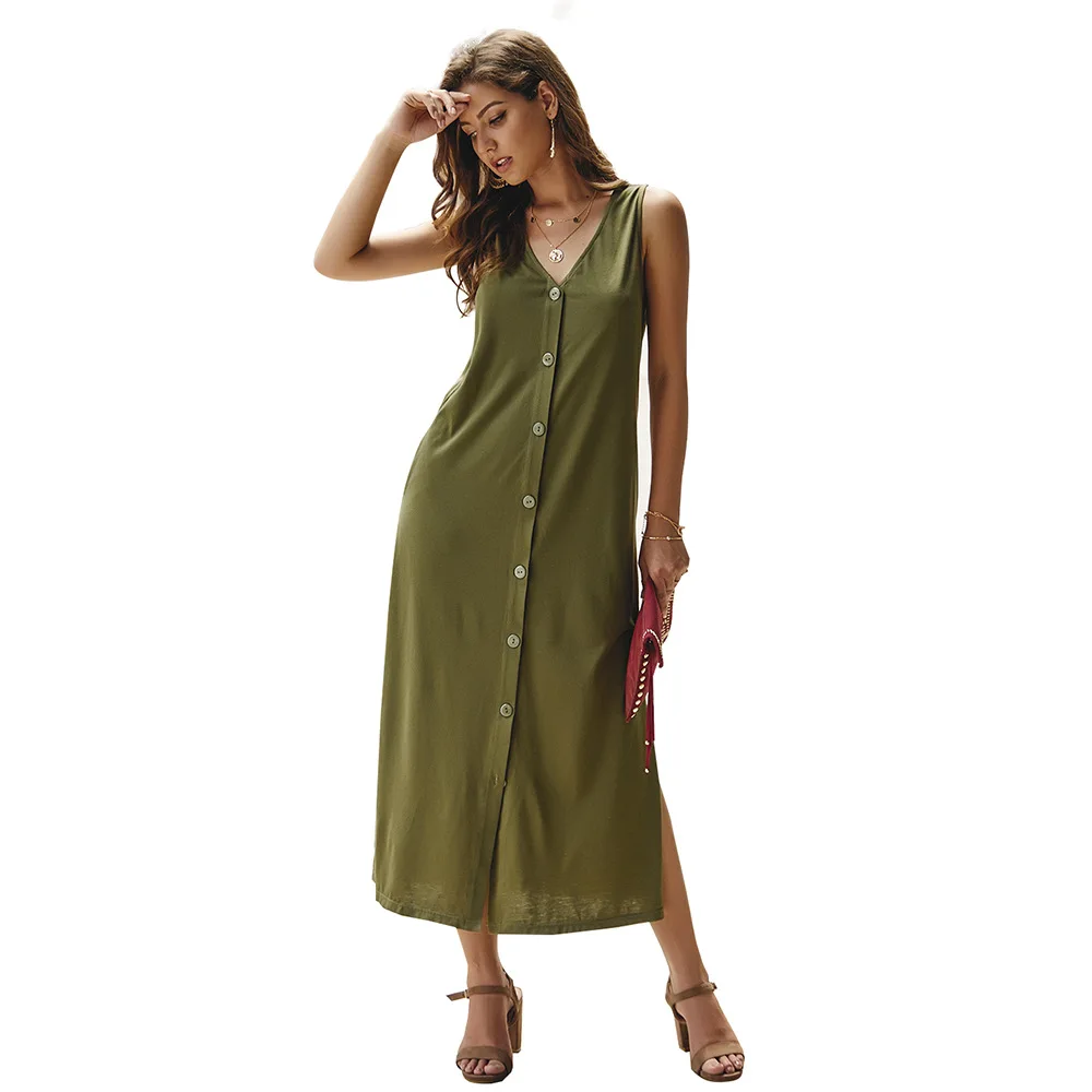 New summer solid single breasted women's dress plus size 6l long vestido dresses for women 2021 elegant fashion sexy slim thin
New summer solid single breasted women's dress plus size 6l long vestido dresses for women 2021 elegant fashion sexy slim thin