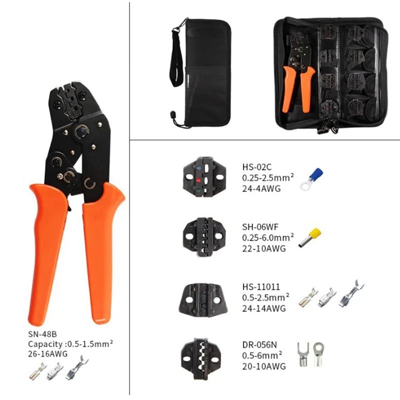 Crimping Tool Set SN-48B 8-Jaw Kit for Tube / Insulated Terminal Electric Clamping Tool 
Crimping Tool Set SN-48B 8-Jaw Kit for Tube / Insulated Terminal Electric Clamping Tool