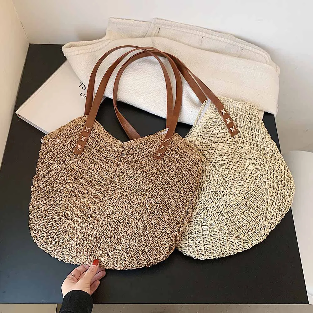 Bohemian Hand Woven Women Shoulder Bags Casual Large Capacity Shopping Bags Fashion Hollow Straw Ladies Summer Beach Handbags
Bohemian Hand Woven Women Shoulder Bags Casual Large Capacity Shopping Bags Fashion Hollow Straw Ladies Summer Beach Handbags