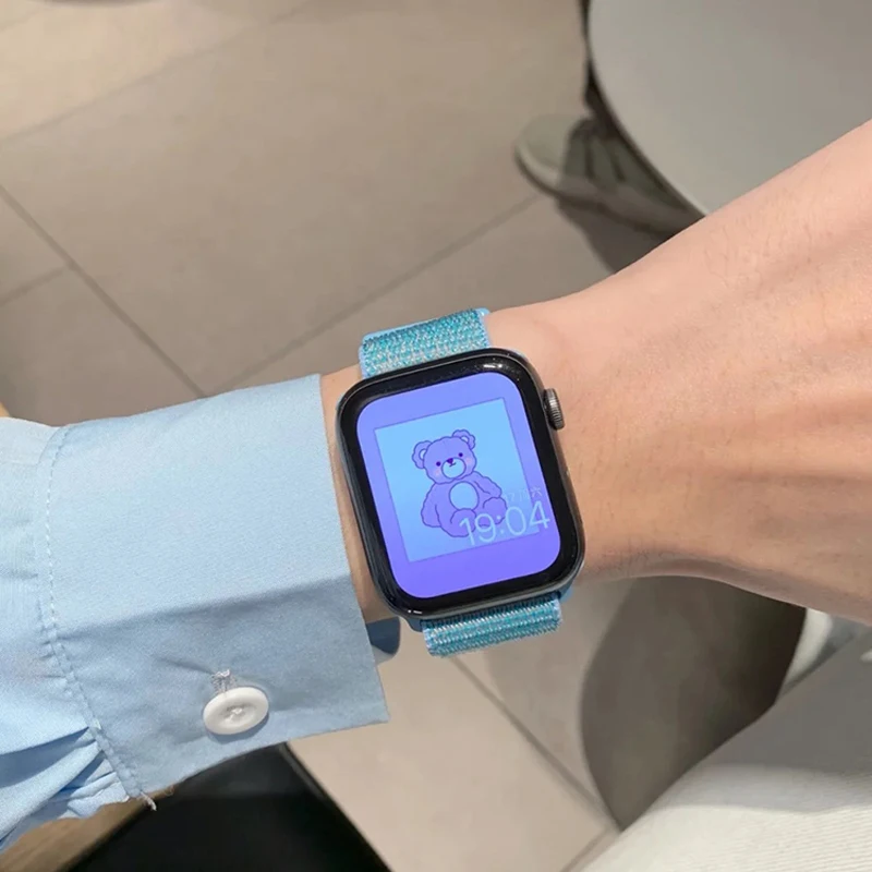 Ремешок нейлоновый для Apple Watch band 44 мм 40 41 мм/45 38 мм/42 браслет смарт-часов ремешок