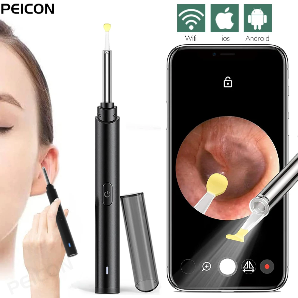 Wireless Visual Ear Cleaner Wax Removal Tool Ear Cleaning Endoscope Camrea 1080P WIFI Smart Ear Stick Otoscope With LED Light
Wireless Visual Ear Cleaner Wax Removal Tool Ear Cleaning Endoscope Camrea 1080P WIFI Smart Ear Stick Otoscope With LED Light