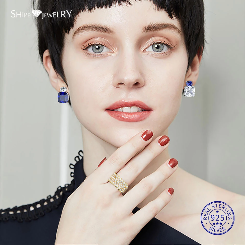 Shipei 100% 925 Sterling Silver Unique Hypoallergenic Sapphire Princess Square Stud Earrings for Women Female Anniversary Gift
Shipei 100% 925 Sterling Silver Unique Hypoallergenic Sapphire Princess Square Stud Earrings for Women Female Anniversary Gift