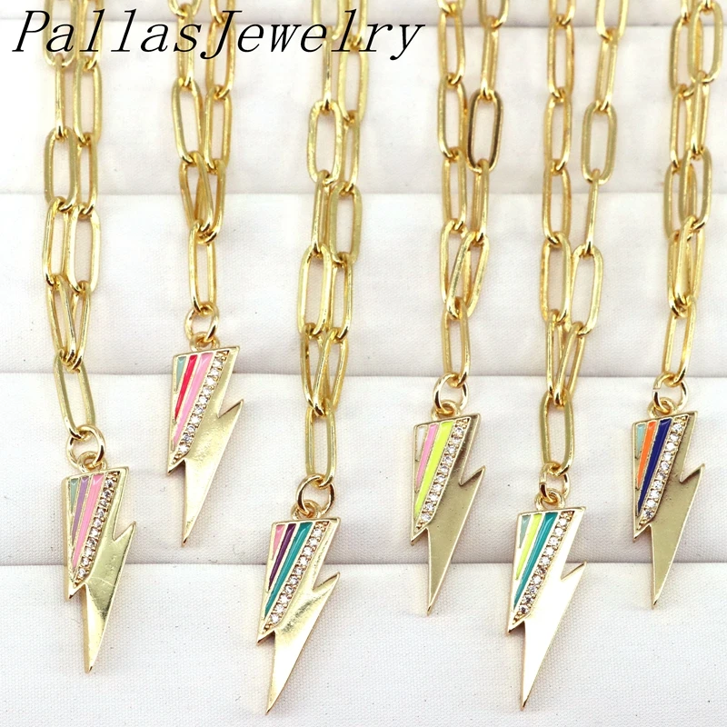 5Pcs Cute Rainbow enamel color cz pendant necklace gold link chain Dainty Layered Necklaces
5Pcs Cute Rainbow enamel color cz pendant necklace gold link chain Dainty Layered Necklaces