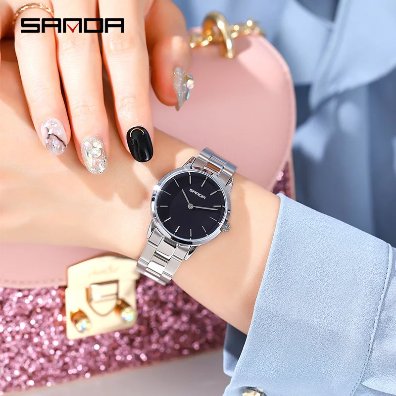 

Sanda New Style 1051 Fashion Simple Women Watch Elegant Women's Quartz Watch Creative Personality Steel Belt Women's Wristwatch