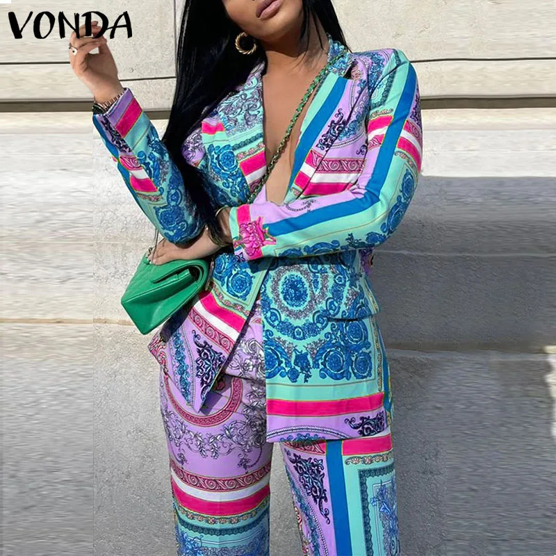 Осенние офисные официальные пальто VONDA, женские блейзеры с длинным рукавом и отворотом, с пуговицами и принтом, Женское пальто
Осенние офисные официальные пальто VONDA, женские блейзеры с длинным рукавом и отворотом, с пуговицами и принтом, Женское пальто