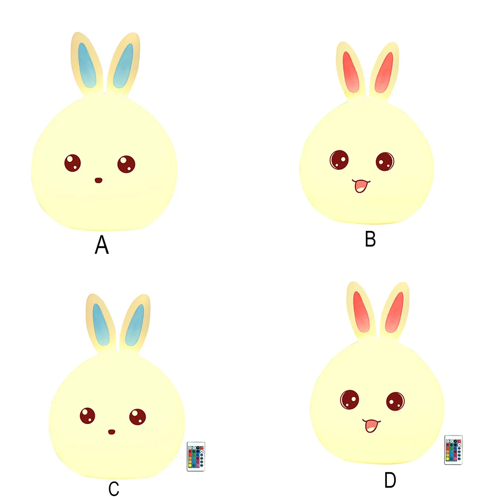 Mini Rabbit LED Night Light 7 Colors Cartoon Animal Silicone Lamp Remote Control Touch Control Lamp for Children Kids Bedroom
Mini Rabbit LED Night Light 7 Colors Cartoon Animal Silicone Lamp Remote Control Touch Control Lamp for Children Kids Bedroom