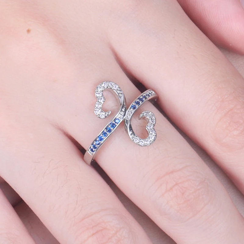 2021 Designer Double Heart Blue White Zircon Promise Rings For Women Silver Color Female Jewelry Wedding Party Valentine Gifts
2021 Designer Double Heart Blue White Zircon Promise Rings For Women Silver Color Female Jewelry Wedding Party Valentine Gifts