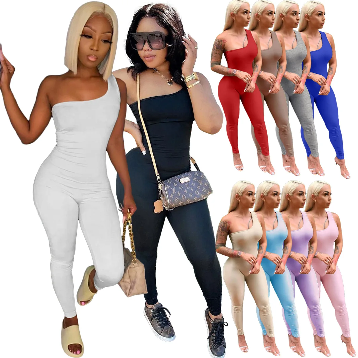 Spring/Summer 2021 Sexy Women's Onesie Multi-Color One-Shoulder Sleeveless Hip Lift Sports Jumpsuit Club Leggings
Spring/Summer 2021 Sexy Women's Onesie Multi-Color One-Shoulder Sleeveless Hip Lift Sports Jumpsuit Club Leggings