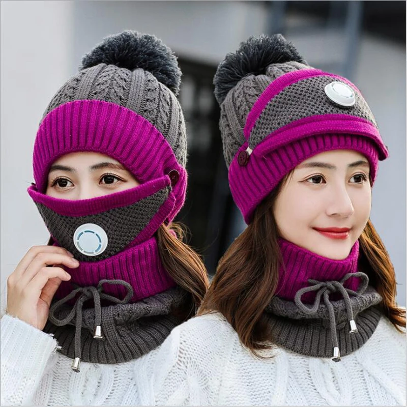 Lingwave Knitted Hat Scarf Women Autumn Winter Thickened Earmuffs Cycling Breathing Mask Winter Warm Hat 1PCS 
Lingwave Knitted Hat Scarf Women Autumn Winter Thickened Earmuffs Cycling Breathing Mask Winter Warm Hat 1PCS