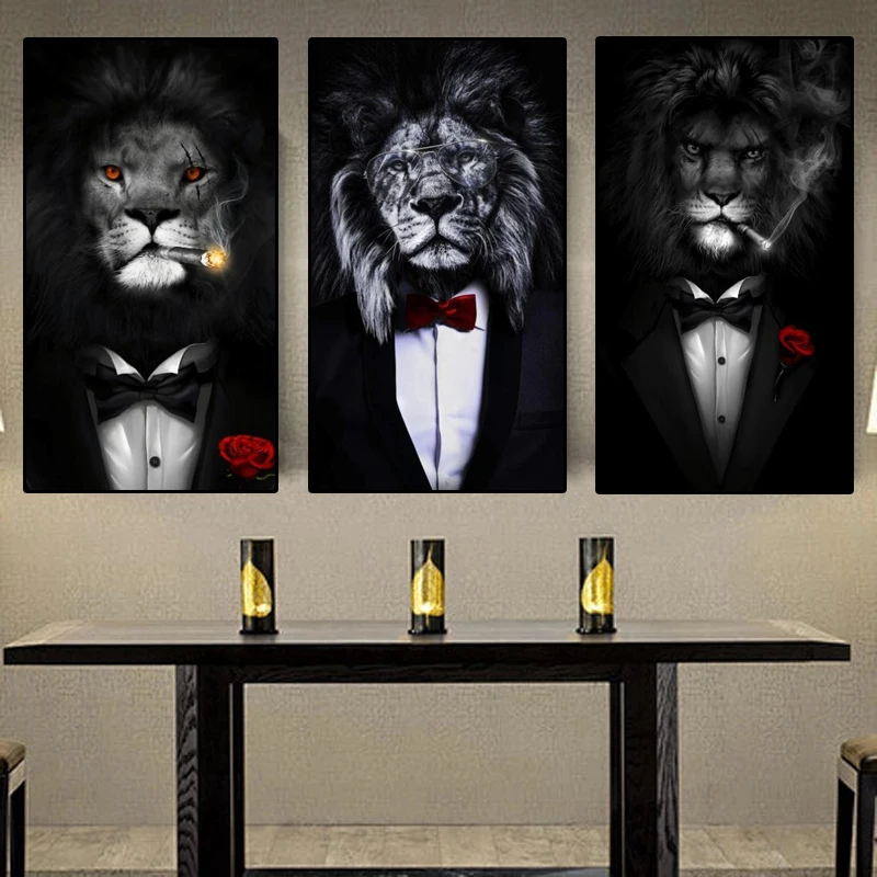 Animals Abstract Art paintings Smoking Lions Wearing suits Canvas paintings Posters and prints Modern Home Decoration
Animals Abstract Art paintings Smoking Lions Wearing suits Canvas paintings Posters and prints Modern Home Decoration