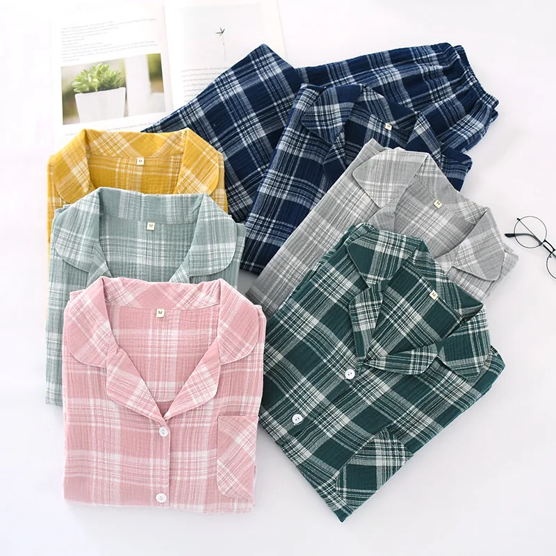 New Water-washing Cotton Pajamas For Women Long Sleeve Plaid Pajama Sets Female Sleepwear Nightwear Pyjamas Suit Home Clothes
New Water-washing Cotton Pajamas For Women Long Sleeve Plaid Pajama Sets Female Sleepwear Nightwear Pyjamas Suit Home Clothes