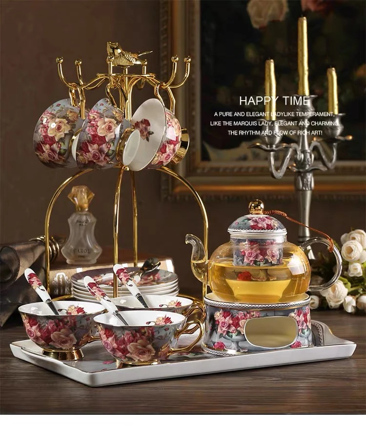 Classic Retro Ceramic Tea Cup Saucers Coffee Set With Tray European Bone China 4/6pcs Afternoon Glass Candle Heaten Teapot
Classic Retro Ceramic Tea Cup Saucers Coffee Set With Tray European Bone China 4/6pcs Afternoon Glass Candle Heaten Teapot