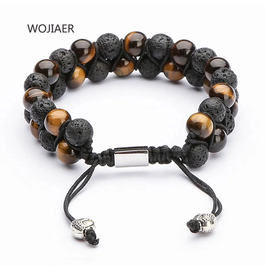 WOJIAER Natural Tiger Eye Lava Stone Rope Bracelet European and American Men Woven Adjustable Double Row Layer Bracelet ZBM210
WOJIAER Natural Tiger Eye Lava Stone Rope Bracelet European and American Men Woven Adjustable Double Row Layer Bracelet ZBM210