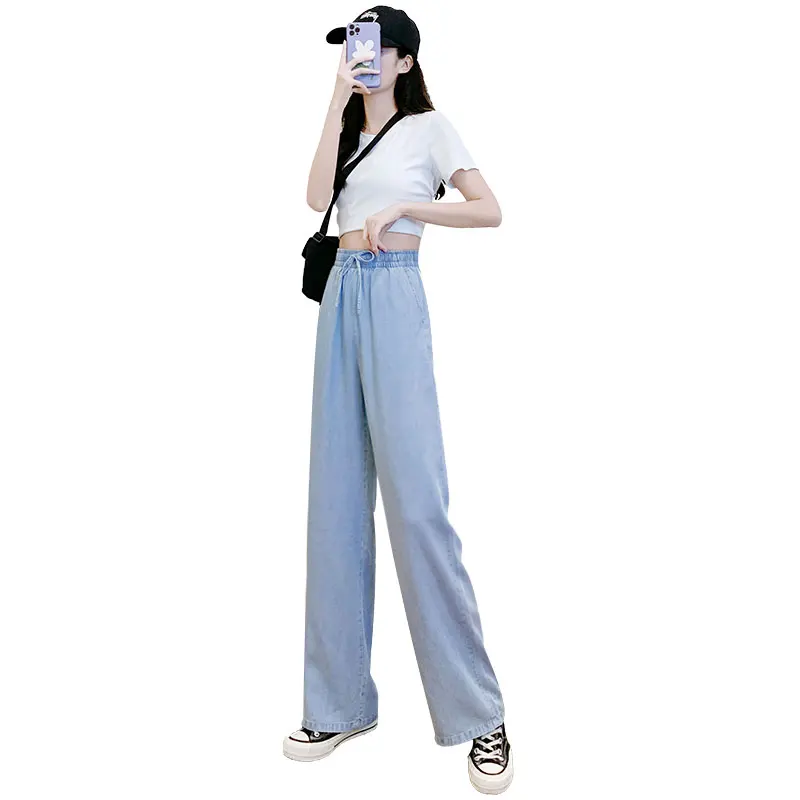 Lyocell Jeans Women's Spring and Autumn 2021 New High Waist Drooping Loose Straight Summer Thin Ice Silk Wide-Leg Pants
Lyocell Jeans Women's Spring and Autumn 2021 New High Waist Drooping Loose Straight Summer Thin Ice Silk Wide-Leg Pants
