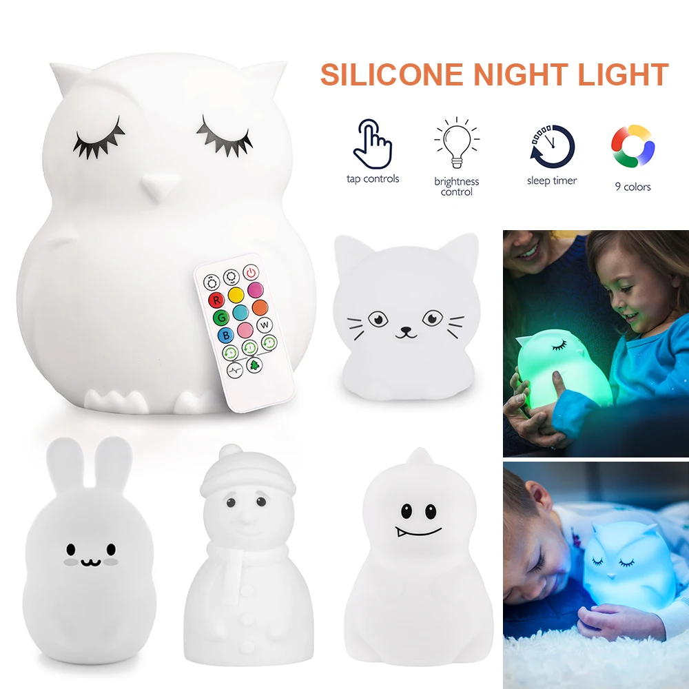 Cute LED Night Light Silicone Touch Sensor 9 Colors Kids Baby Animal Night Lamp Bedroom Desktop Decor Ornaments
Cute LED Night Light Silicone Touch Sensor 9 Colors Kids Baby Animal Night Lamp Bedroom Desktop Decor Ornaments