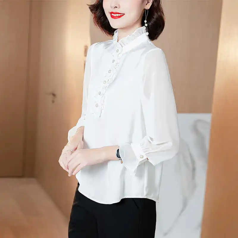 Heavy Silk Shirts Women Satin Ruffles Blouse Tops Women Long Sleeve Shirts Elegant Woman Silk Blouses Plus Size Blusas De Mujer
Heavy Silk Shirts Women Satin Ruffles Blouse Tops Women Long Sleeve Shirts Elegant Woman Silk Blouses Plus Size Blusas De Mujer