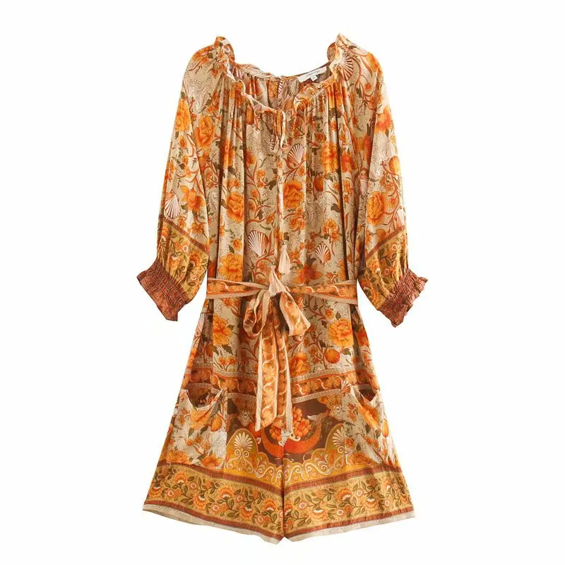 Floral Print Boho Summer Jumpsuit Women Lace Up V Neck Sashes Loose Casual Beach Jumpsuit Short Plus Size Romper 
Floral Print Boho Summer Jumpsuit Women Lace Up V Neck Sashes Loose Casual Beach Jumpsuit Short Plus Size Romper