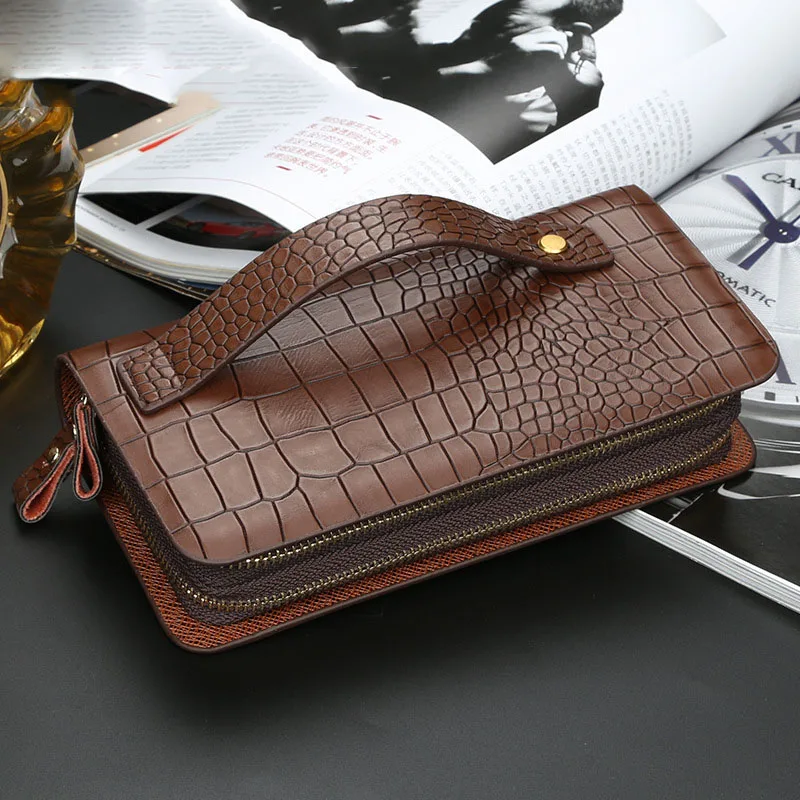 PU Leather Men's Wallets Casual Long Men Double Zipper Clutch Wallet Bag Design Brown Purse Crocodile Purse Patchwork Phone Bag
PU Leather Men's Wallets Casual Long Men Double Zipper Clutch Wallet Bag Design Brown Purse Crocodile Purse Patchwork Phone Bag
