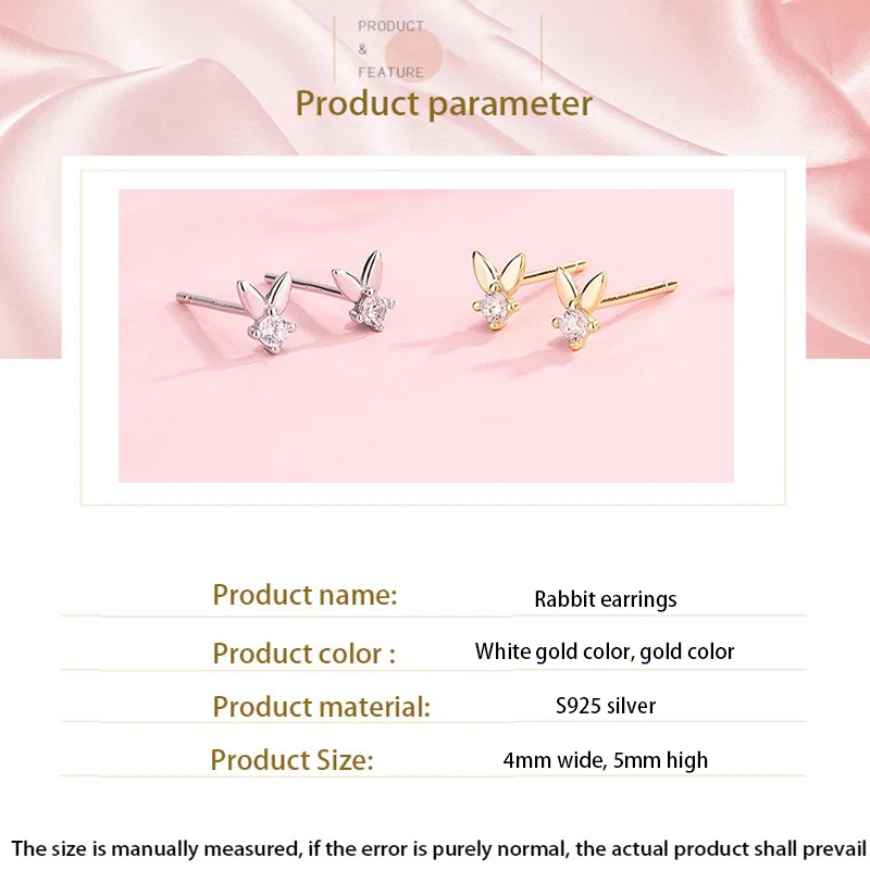 ZHIMO Summer New Style s925 Silver Bunny Elegant Mini Diamond Earrings Cartoon Cute Pure Female Silver Animal Shape Earrings
ZHIMO Summer New Style s925 Silver Bunny Elegant Mini Diamond Earrings Cartoon Cute Pure Female Silver Animal Shape Earrings
