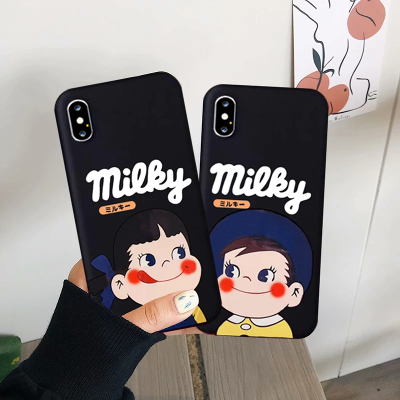 Чехол для телефона GYKZ Sweet Peko Milk Milky черный силиконовый мягкий чехол iPhone 11 Pro 7 X XR XS MAX