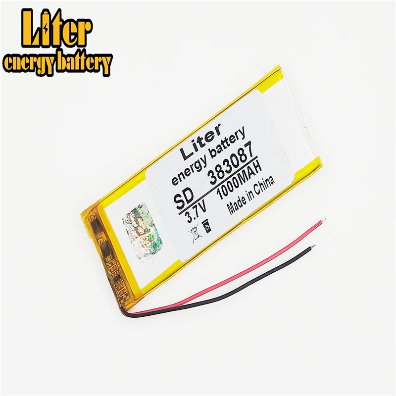 3.7V 1000mAh 383087 Lithium Polymer Li-Po li ion Rechargeable Battery cells For Mp3 MP4 MP5 GPS mobile bluetooth
3.7V 1000mAh 383087 Lithium Polymer Li-Po li ion Rechargeable Battery cells For Mp3 MP4 MP5 GPS mobile bluetooth