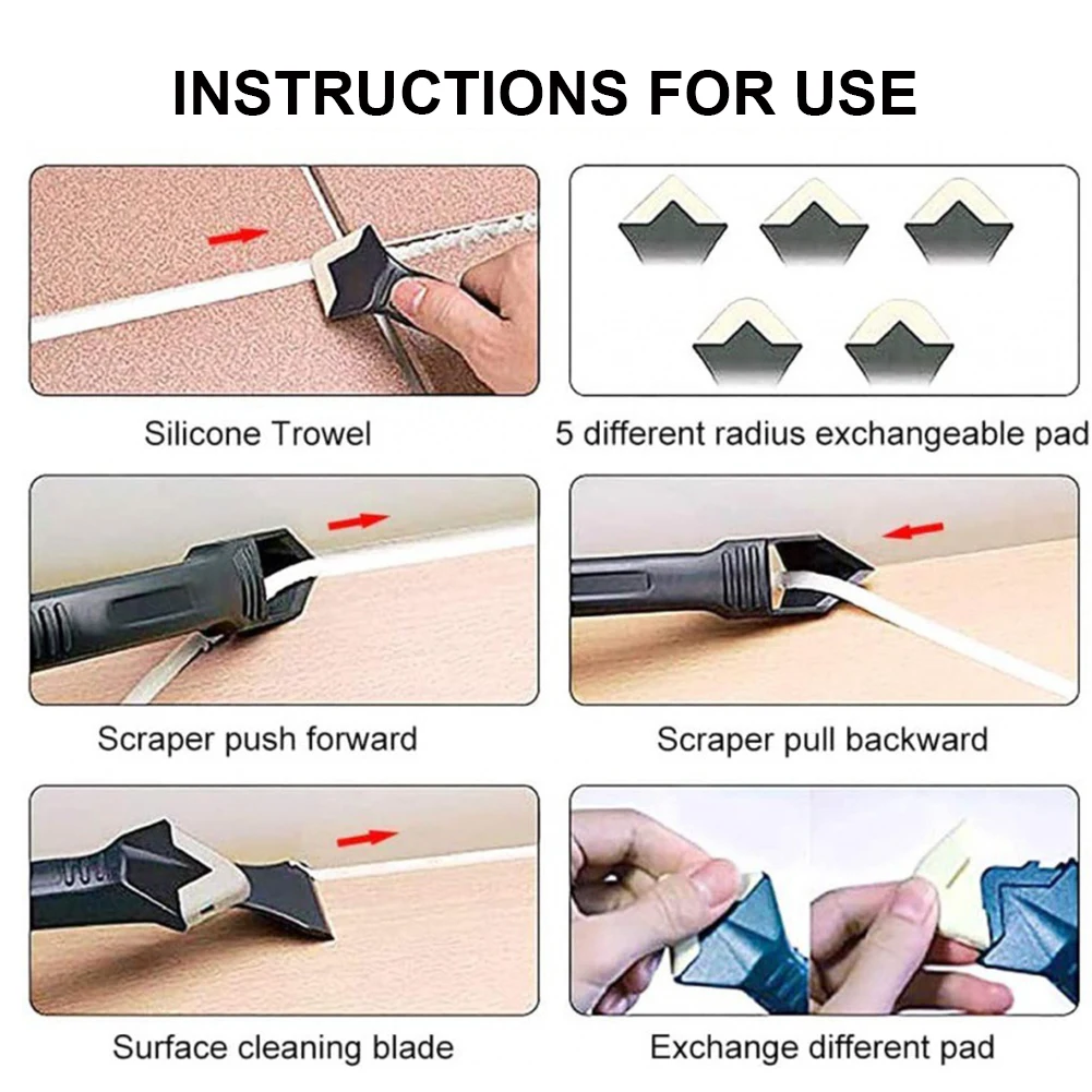 3-in-1 Silicone Remover Sealant Smooth Scraper Caulk Finisher Grout Kit Tools Floor Mould Removal Hand Tools Set Accessories
3-in-1 Silicone Remover Sealant Smooth Scraper Caulk Finisher Grout Kit Tools Floor Mould Removal Hand Tools Set Accessories