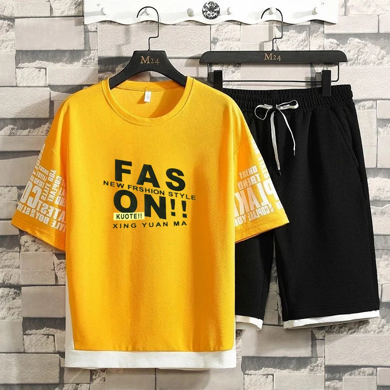 2021 Summer Men Sportwear Tracksuit Casual Printed Men's Set T-Shirt+ Shorts 2 Piece Trendy Jogging Suit Male 9 Colors M-4XL 
2021 Summer Men Sportwear Tracksuit Casual Printed Men's Set T-Shirt+ Shorts 2 Piece Trendy Jogging Suit Male 9 Colors M-4XL