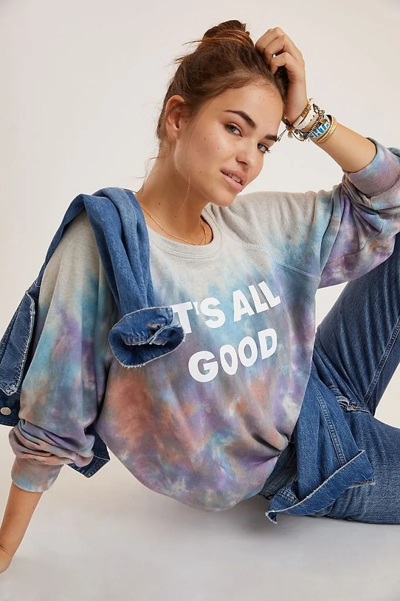 Vintage Letter Printing Sweatshirt Color Tie Dye Loose Crewneck Pullovers 2020 Autumn New Design Casual Plus Size Fashion Girls
Vintage Letter Printing Sweatshirt Color Tie Dye Loose Crewneck Pullovers 2020 Autumn New Design Casual Plus Size Fashion Girls