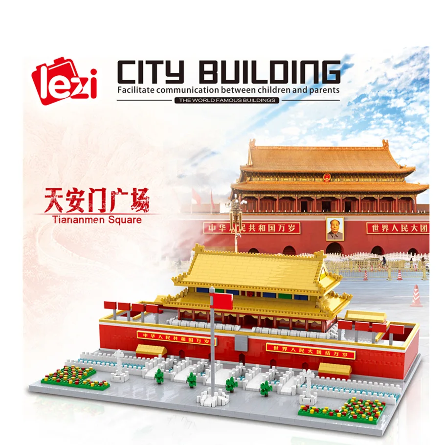 

LZ8016 Beijing Tiananmen Square Diamond Micro-particle Building Block Model Self-Assembled Educational Toy for gifts