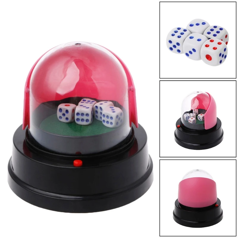 Automatic Dice Roller Cup Battery Powered Pub Bar Party Game Play With 5 Dices 
Automatic Dice Roller Cup Battery Powered Pub Bar Party Game Play With 5 Dices