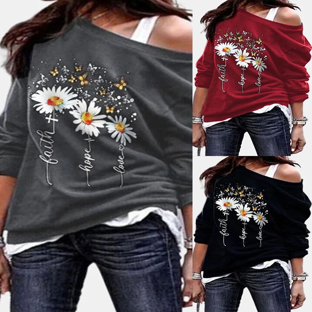 One Shoulder Women Tshirt Blouses Long Sleeve Flroal Printed Casual Ladies T-Shirt Tee Shirt Autumn Spring Straight Female Tops
One Shoulder Women Tshirt Blouses Long Sleeve Flroal Printed Casual Ladies T-Shirt Tee Shirt Autumn Spring Straight Female Tops