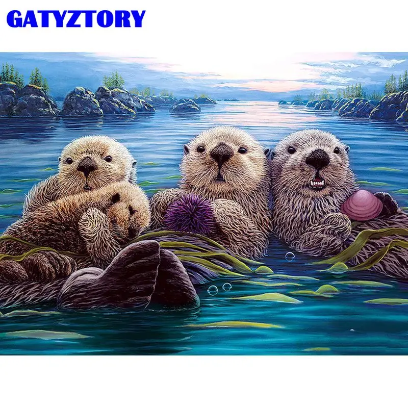 

GATYZTORY Pictures By Numbers Beaver Animal Drawing On Canvas HandPainted Art Gift Oil Painting By Number Kits Home Decor