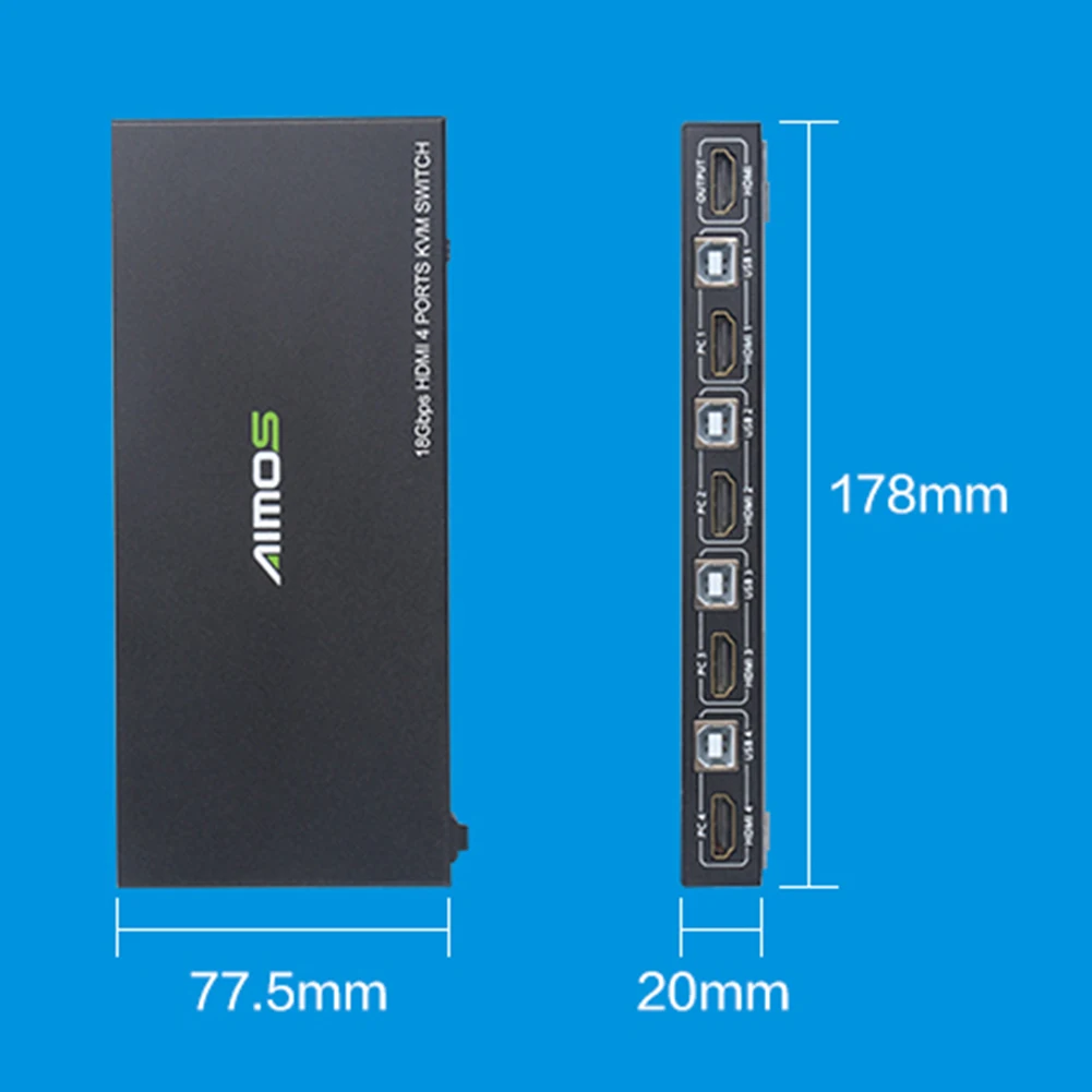 Practical HDMI-compatible KVM Switch Durable Multi-functional 4 Port 4K USB Switcher Splitter Box for Sharing Monitor Printer
Practical HDMI-compatible KVM Switch Durable Multi-functional 4 Port 4K USB Switcher Splitter Box for Sharing Monitor Printer