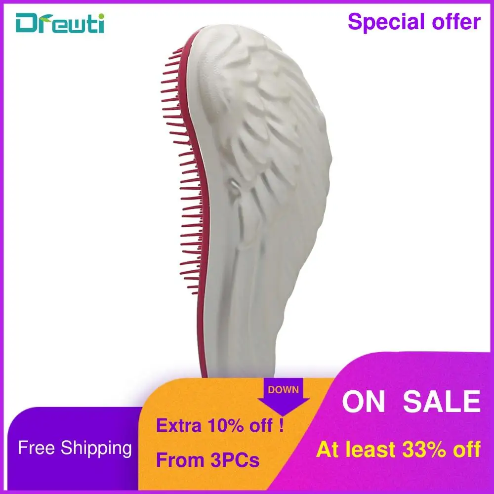 

DREWTI Lucky Curved Hairbrush Angel Wings Massage Hair Comb Hair Scalp Treatments Tangle Teezer Hairdressing Accessories Barber