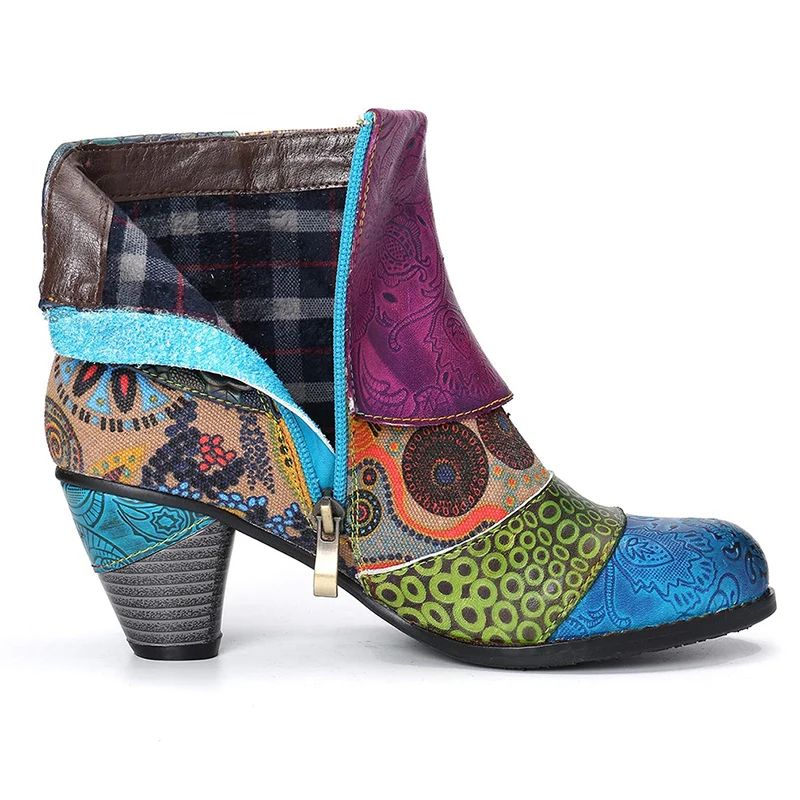 Vintage Splicing Printed Ankle Boots For Women Shoes Woman Pu Retro Block High Heels Boots
Vintage Splicing Printed Ankle Boots For Women Shoes Woman Pu Retro Block High Heels Boots