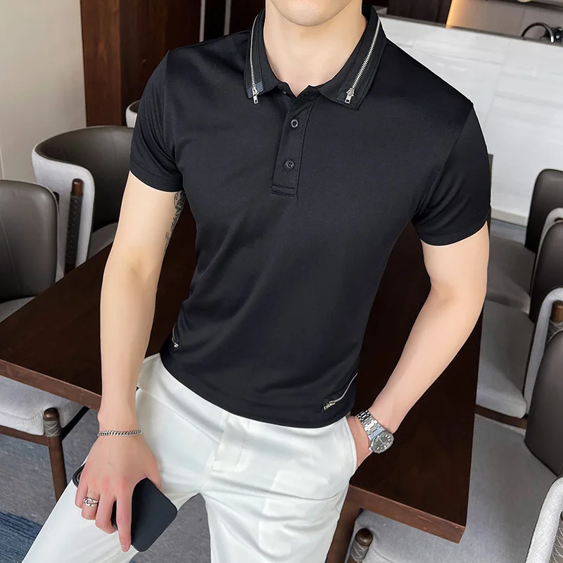 Solid Colors POLO Shirts Men Short Sleeve Slim Shirts 2021 Korean Business Casual Lapel Top Street Wear Social Office Clothing 
Solid Colors POLO Shirts Men Short Sleeve Slim Shirts 2021 Korean Business Casual Lapel Top Street Wear Social Office Clothing