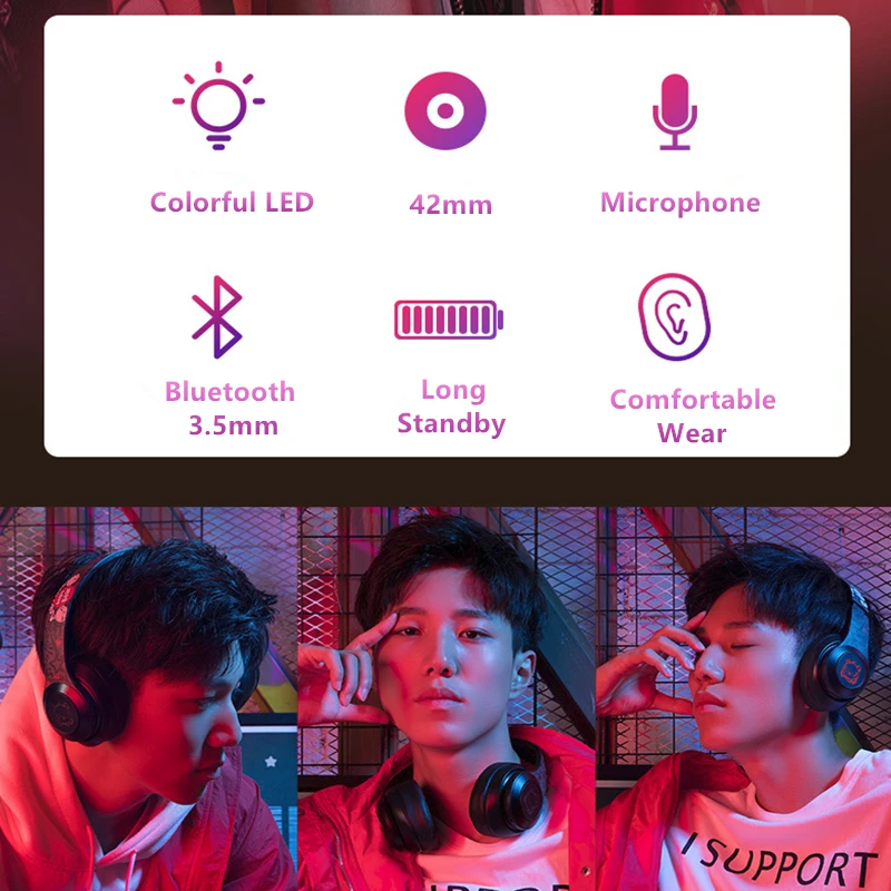 Fashion Angry Bear LED Wireless Headphones Bluetooth Earphone 5.0 Foldable Deep Bass Aux Over ear Gaming Headsets For Mobile PC
Fashion Angry Bear LED Wireless Headphones Bluetooth Earphone 5.0 Foldable Deep Bass Aux Over ear Gaming Headsets For Mobile PC