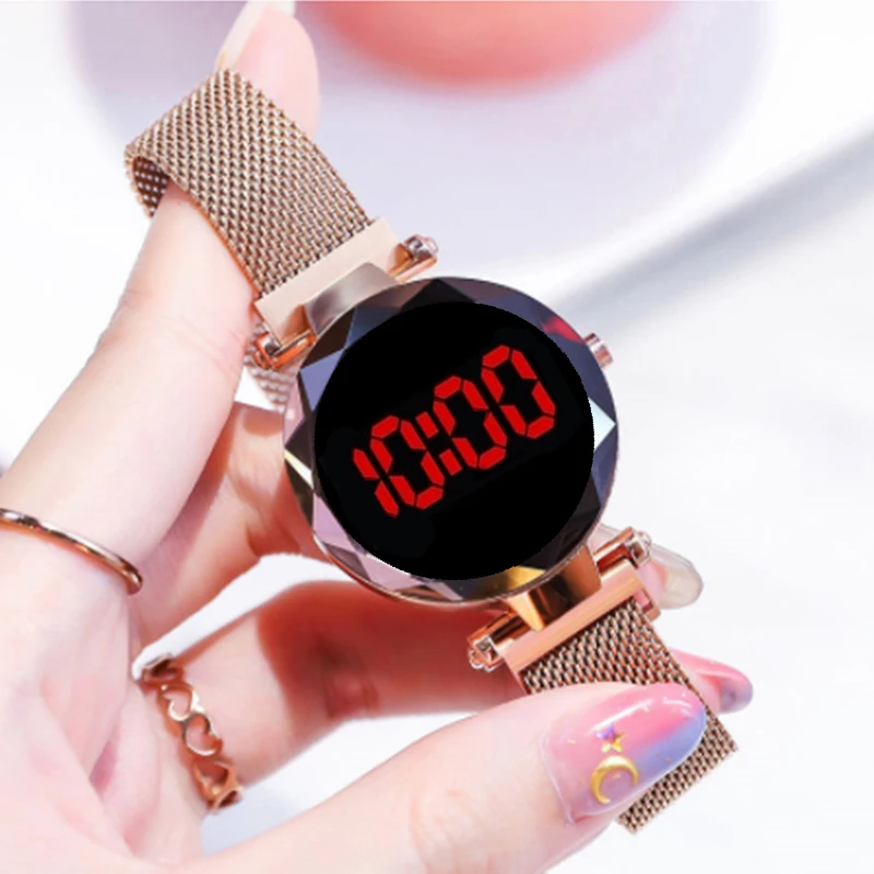 Hot Sale Women Digital Watch Fashion Touch LED Magnetic Ladies Watches Female Wristwatch Electronic Wrist Clock | Наручные часы