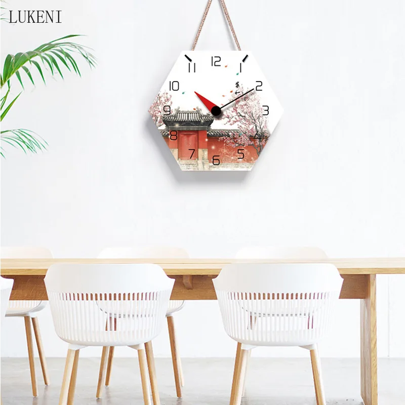 Red mansion door Hexagonal 14-inch lanyard wall clockwall decor home decor 
Red mansion door Hexagonal 14-inch lanyard wall clockwall decor home decor