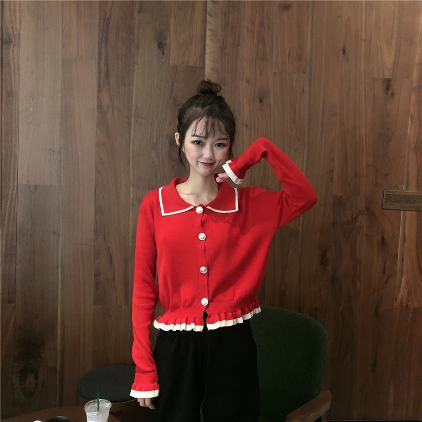 Women's Knit Cardigan Turn-down Collar Long Sleeve Clothes Autumn 2019 New All-match 3 Color Sweater Single Breasted Cardigan
Women's Knit Cardigan Turn-down Collar Long Sleeve Clothes Autumn 2019 New All-match 3 Color Sweater Single Breasted Cardigan