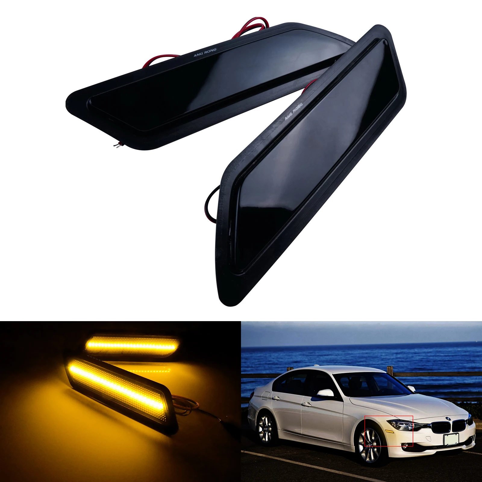 ANGRONG 1 Pair For 2013-2015 BMW F30 F31 Amber LED Side Marker Light Bumper Reflector Black Lens Lamps L+R
ANGRONG 1 Pair For 2013-2015 BMW F30 F31 Amber LED Side Marker Light Bumper Reflector Black Lens Lamps L+R