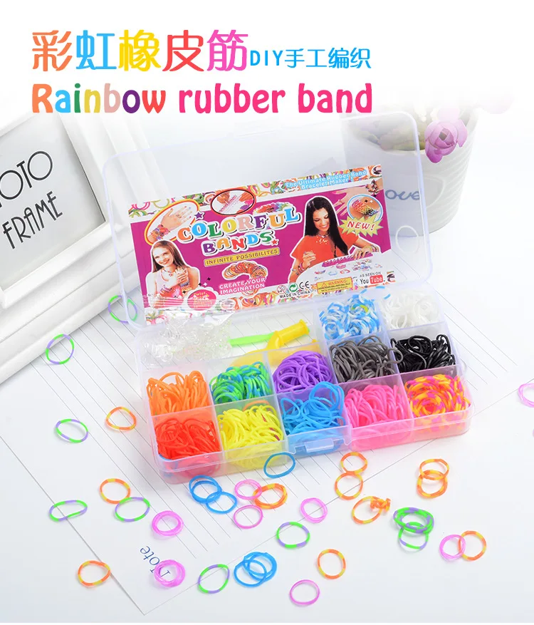 15 Grid Rainbow Rubber Band Color Hand Knitter DIY Puzzle Kids Toy Knitting Bracel Box Set
15 Grid Rainbow Rubber Band Color Hand Knitter DIY Puzzle Kids Toy Knitting Bracel Box Set