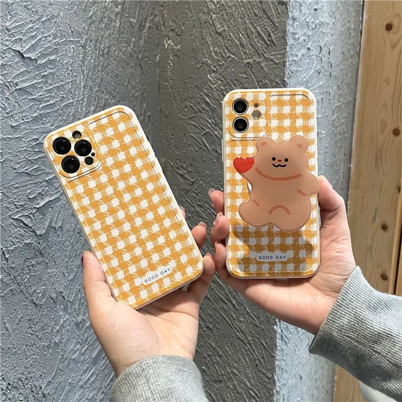 INS Korean yellow Chessboard Lattice Love bear Bracket Phone Case For iPhone 13 11 12 Pro XS Max Mini X XR 7 8 Plus Back Cover 
INS Korean yellow Chessboard Lattice Love bear Bracket Phone Case For iPhone 13 11 12 Pro XS Max Mini X XR 7 8 Plus Back Cover