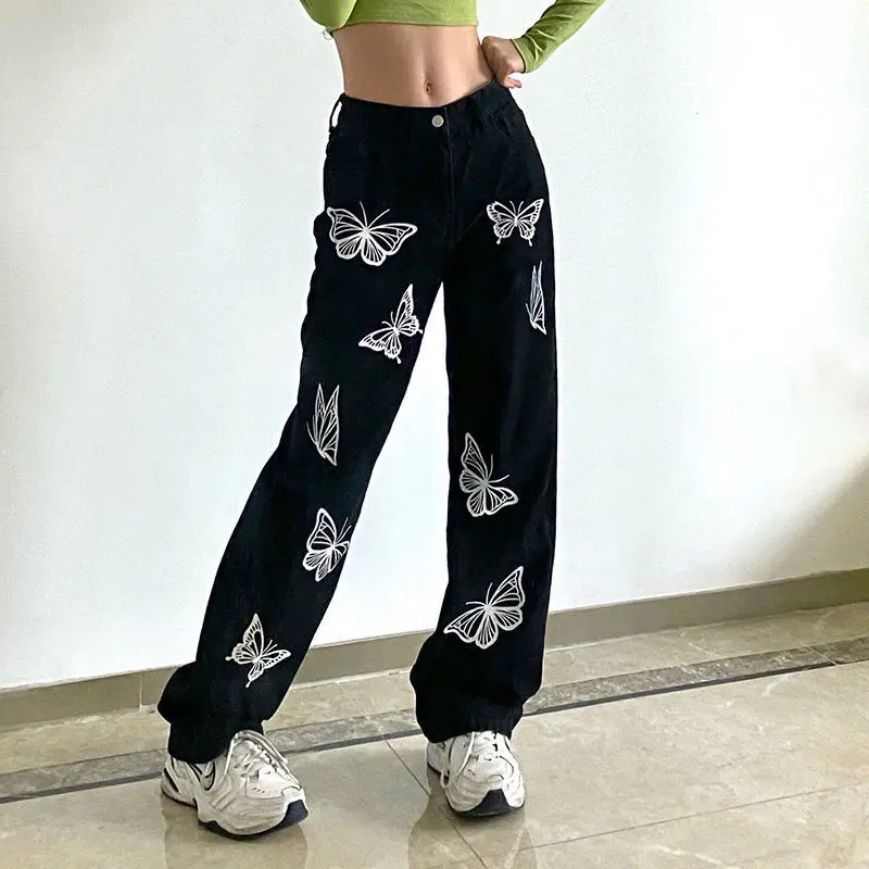 Girl Butterfly Printed Jeans Women Korean Streetwear High Waist Baggy Pants Female Straight Retro Plus Size Black Wide Trousers
Girl Butterfly Printed Jeans Women Korean Streetwear High Waist Baggy Pants Female Straight Retro Plus Size Black Wide Trousers