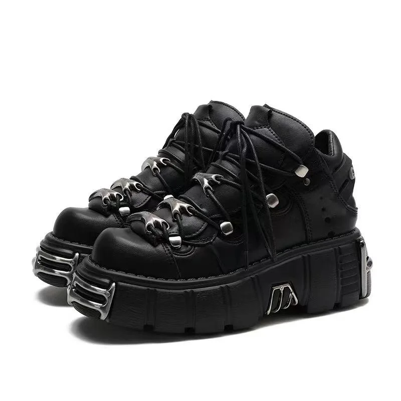 2021 Women Punk Gothic Dark Motercycle Boots Leather Round Toe Chunky Platform Famale Sneakers Lace Up Ankle Casual Boots
2021 Women Punk Gothic Dark Motercycle Boots Leather Round Toe Chunky Platform Famale Sneakers Lace Up Ankle Casual Boots