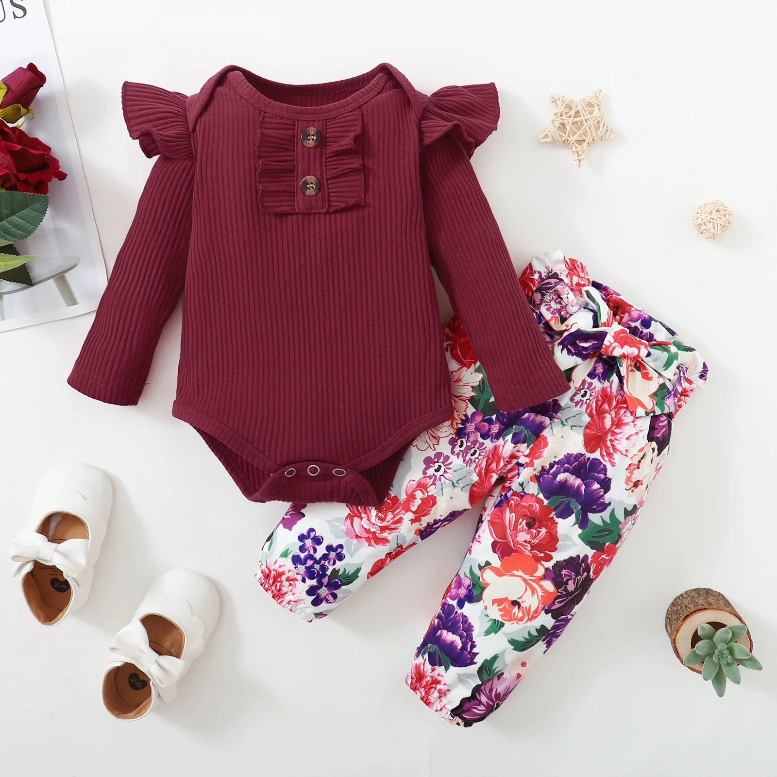 Newborn Baby Girl Clothes Sets Fashion Infant Outfit Floral Ruffles Romper Top Pants Fall Spring For New Born Toddler Clothing
Newborn Baby Girl Clothes Sets Fashion Infant Outfit Floral Ruffles Romper Top Pants Fall Spring For New Born Toddler Clothing