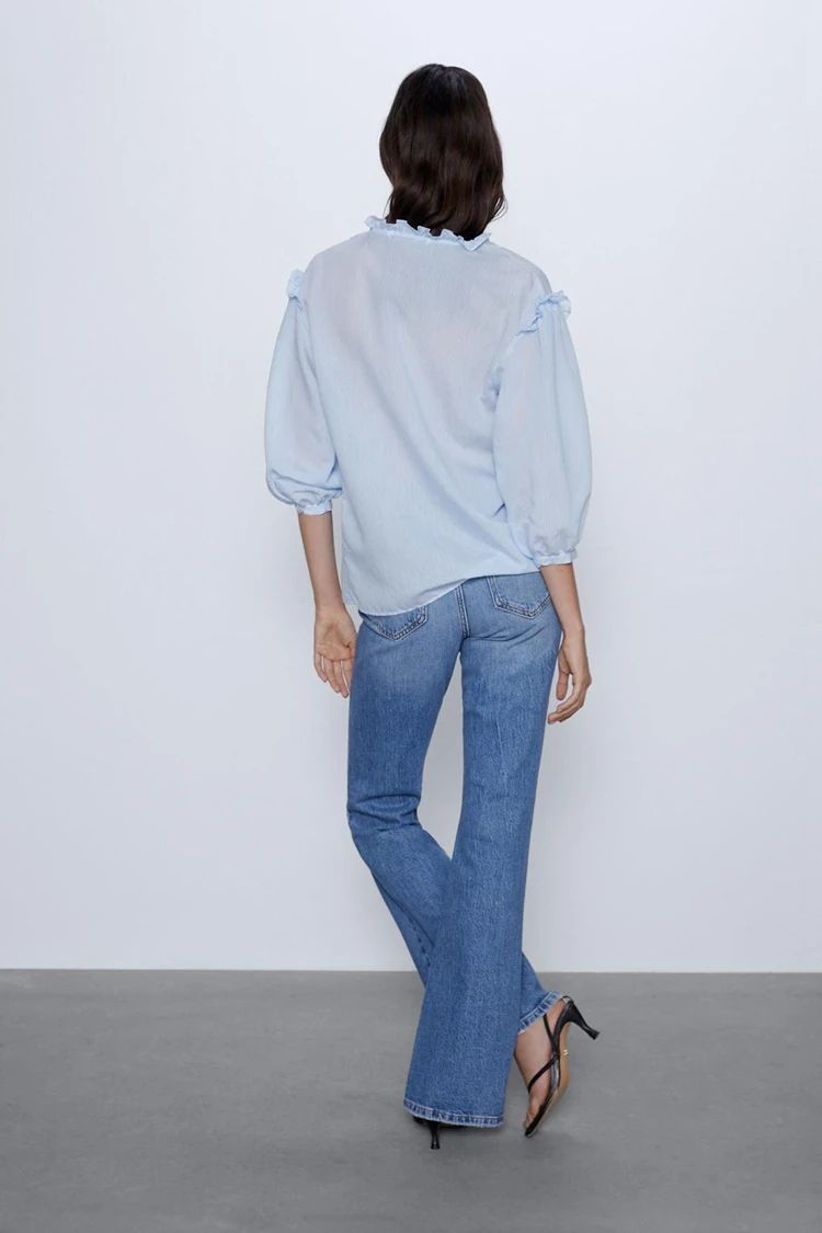OLOMM Striped Elegant Women Shirt Spring New V-Neck Puff Sleeve Ruffled Blouse Long-Sleeve Blue Fashion Streetwear Tops Female
OLOMM Striped Elegant Women Shirt Spring New V-Neck Puff Sleeve Ruffled Blouse Long-Sleeve Blue Fashion Streetwear Tops Female