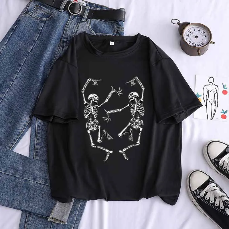 Funny Pattern Short-sleeved Dancing Bone Man Print T-shirts 2021 Summer New Design T Shirt WomenO-Neck Casual Clothing
Funny Pattern Short-sleeved Dancing Bone Man Print T-shirts 2021 Summer New Design T Shirt WomenO-Neck Casual Clothing