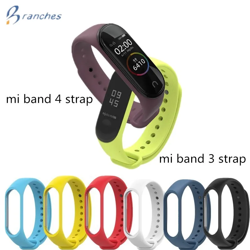 Силиконовый смарт браслет для Xiaomi Mi Band 3 4 спортивный ремешок xiaomi mi band