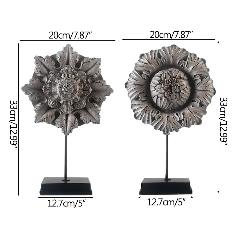

Antique Retro Carved Ornaments Home Decoration Resin Crafts Sun Flower Model Living Room Display Furnishings Bookcase Decoration